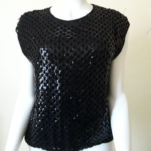 Vintage Black Sequin Sweater by Ptylebest